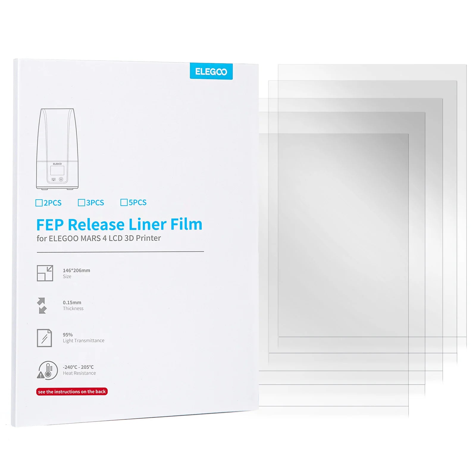 ELEGOO - FEP Film - 5pcs - Mars 4