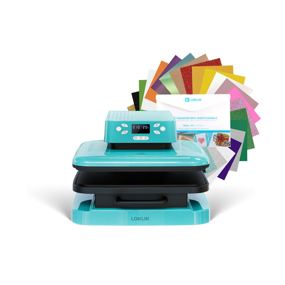 LOKLiK - Auto Heat Press + Heat Transfer Vinyl Material Bundle - A4