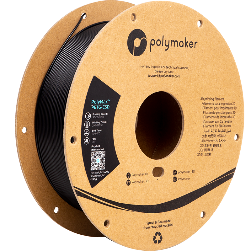 PolyMaker - PolyMax™ PETG-ESD - Black -  1.75mm - 500g