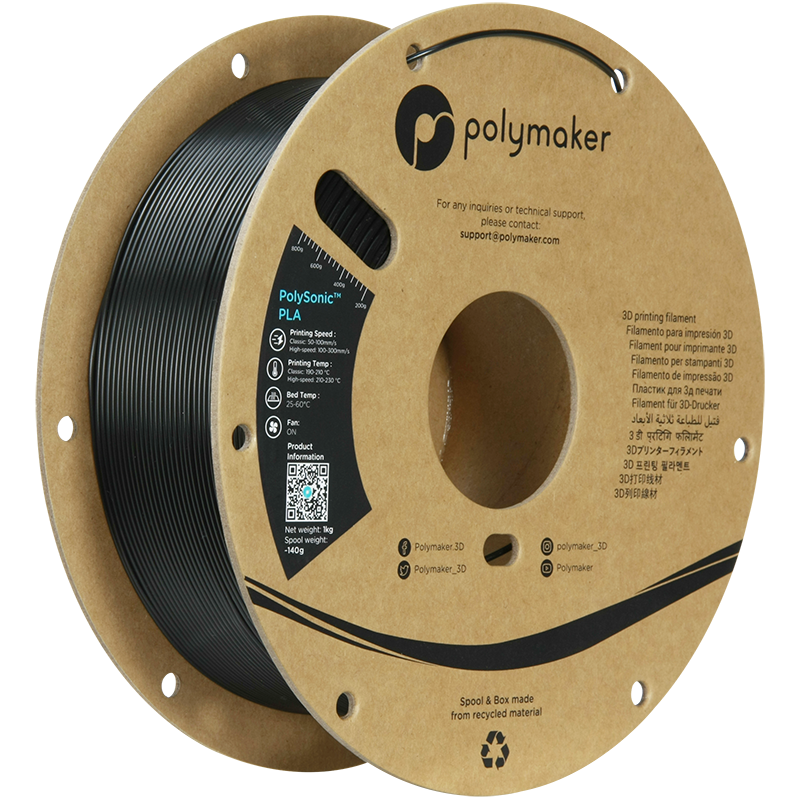 (UDGÅR) - Polymaker - PolySonic™ - High Speed PLA - Black - 1.75mm - 1kg