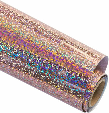 HTVRONT - Glitter Adhesive Vinyl Roll - Laser Rose Gold