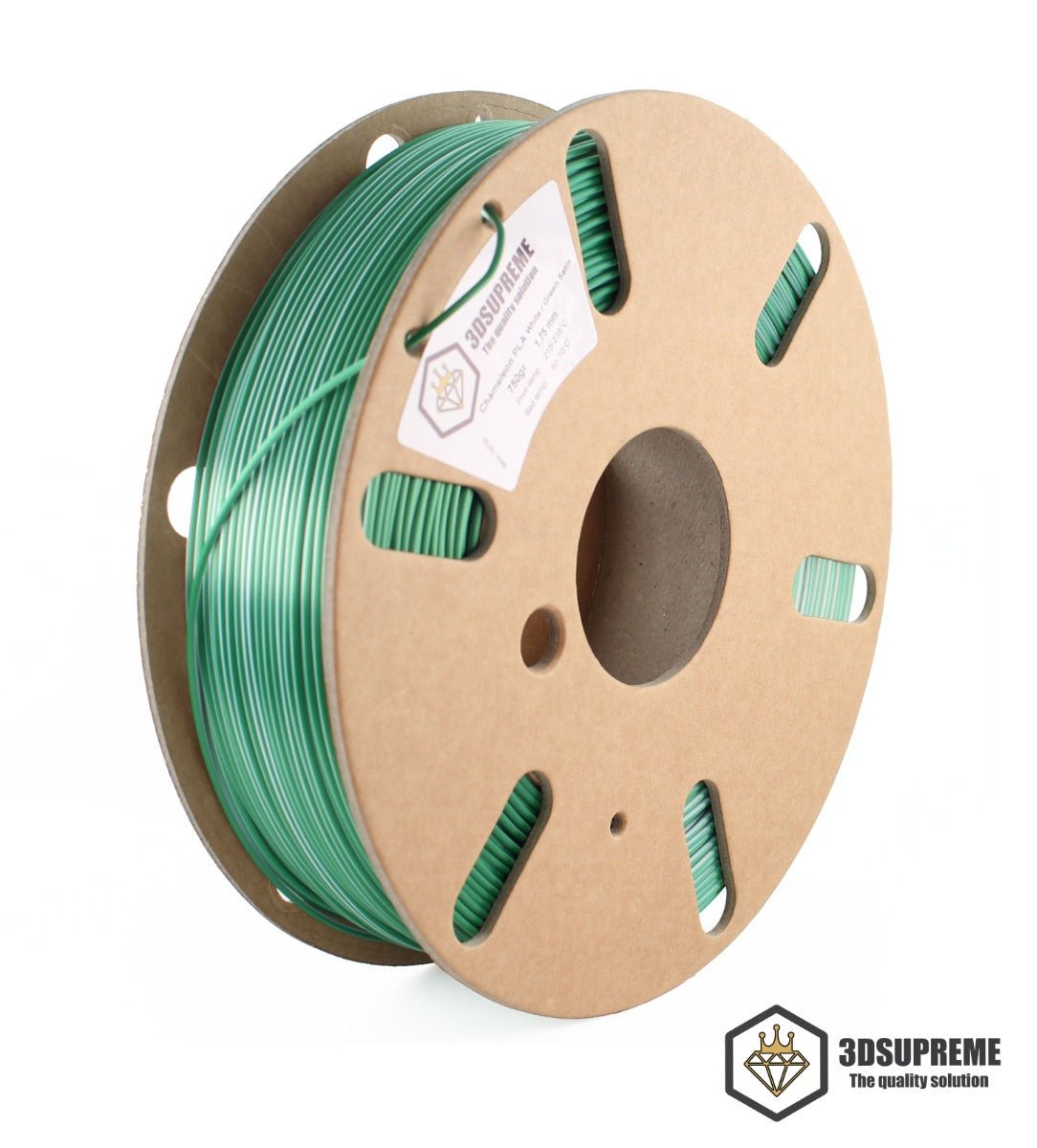 3DSUPREME - Chameleon PLA - White-Green Satin - 1.75mm - 750g