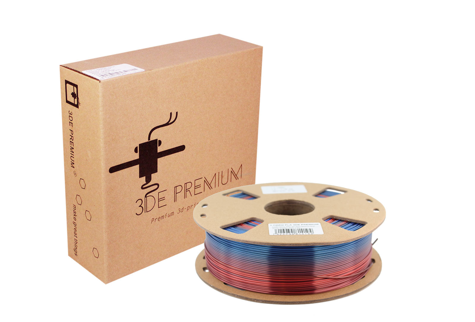 <tc>Seidiger Mix Rot-Saphirblau – 3DE Premium PLA – 1,75 mm</tc>